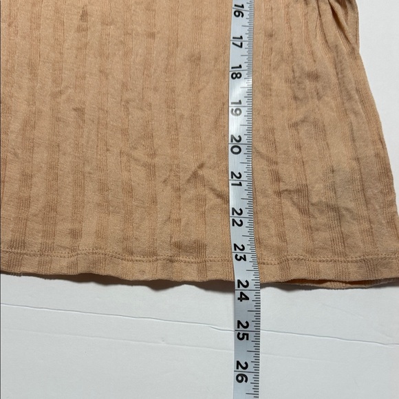 Vince Women’s Rib Cotton Long Sleeve Funnel Neck Sheer Top Color Tawny Peach NWT - Picture 13 of 14